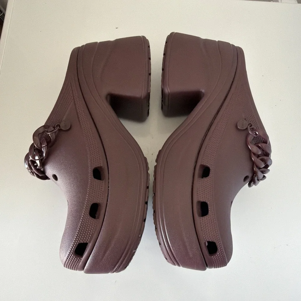 CROCS Siren Dark Cherry Chain Clog Heel Comfort Platform Waterproof Sz M 11